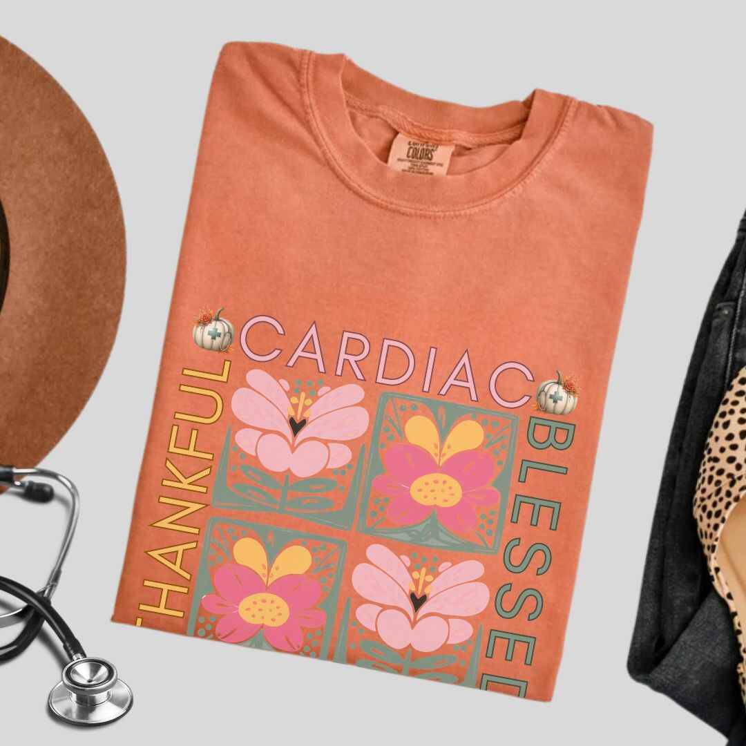 Thankful & Blessed Cardiac Nurse Fall T-shirt